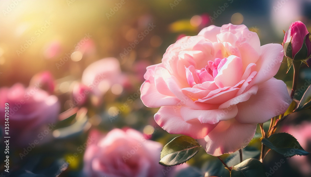 薔薇の花 ピンク 背景素材 Generative AI 薔薇の花 ピンク 背景素材 Generative AI