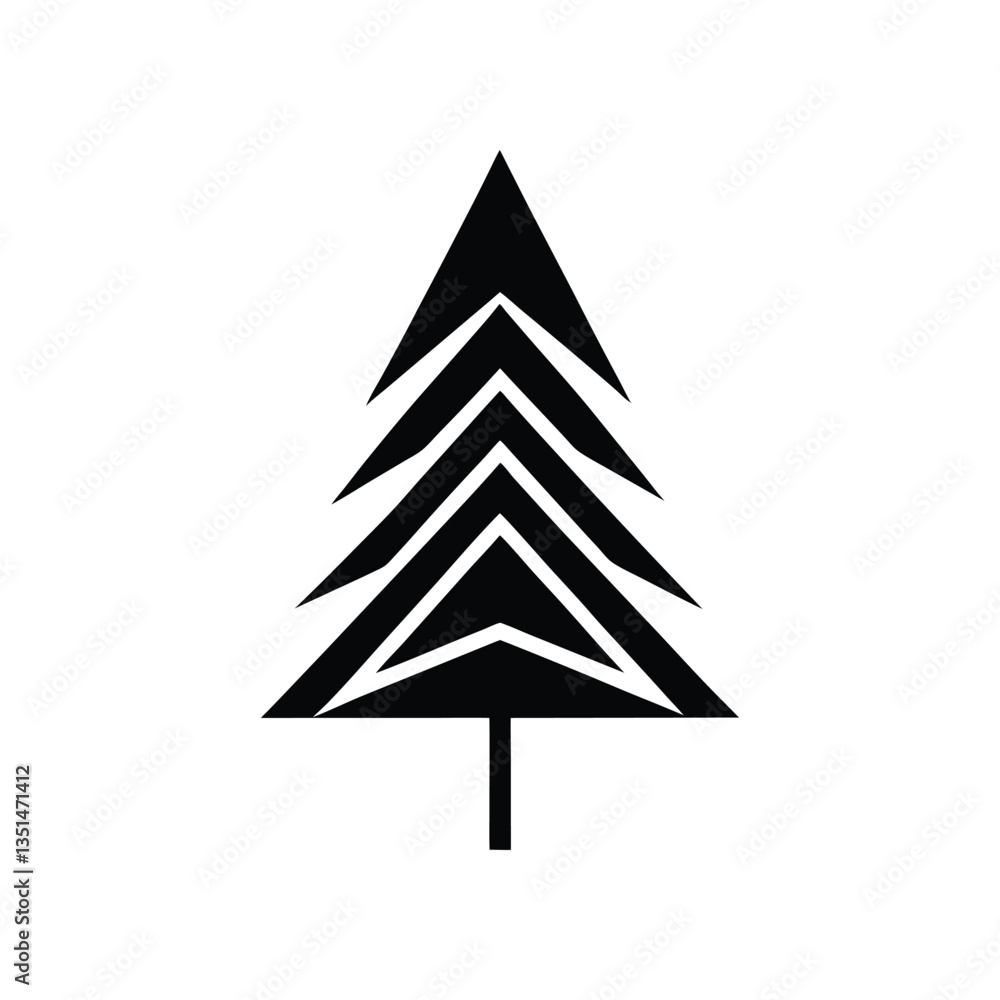 Obraz premium Silhouette icon vector art illustration of a pine tree.eps