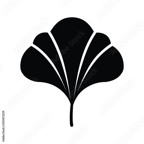 Silhouette vector art illustration of a ginkgo leaf icon.eps