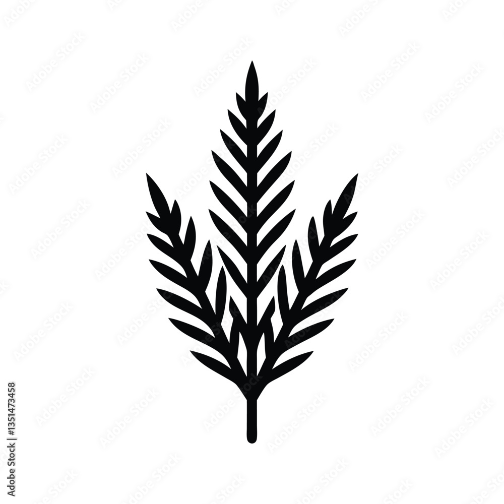 Fototapeta premium Silhouette vector art illustration of a juniper leaf icon.eps