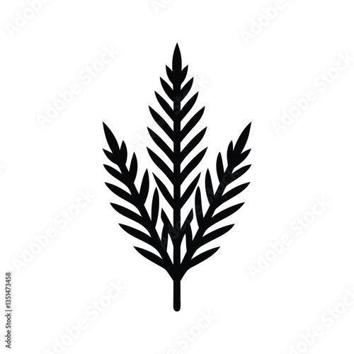 Silhouette vector art illustration of a juniper leaf icon.eps