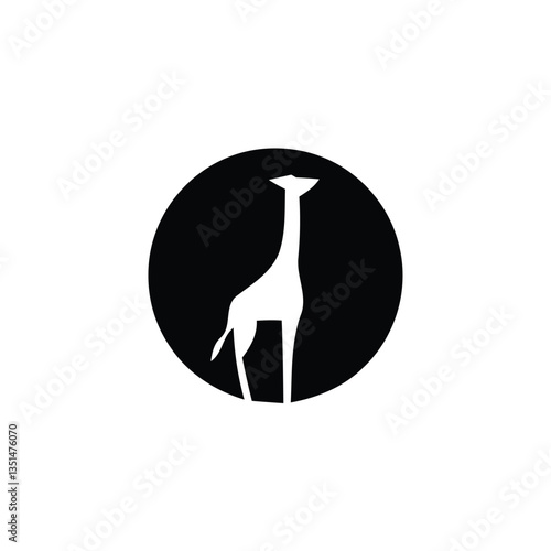 giraffe silhouette logo with abstract fur pattern vector