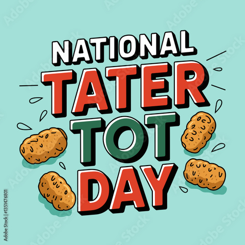 National Tater Tot Day Cartoon Graphic