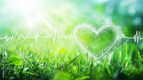 Obraz na płótnie Heart-Shaped Leaves and Nature-Inspired Green Love w salonie