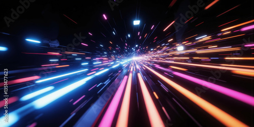 Cybernetic Fiber Optics - A network of glowing fiber optic cables stretching endlessly into the distance, transferring high-speed data.