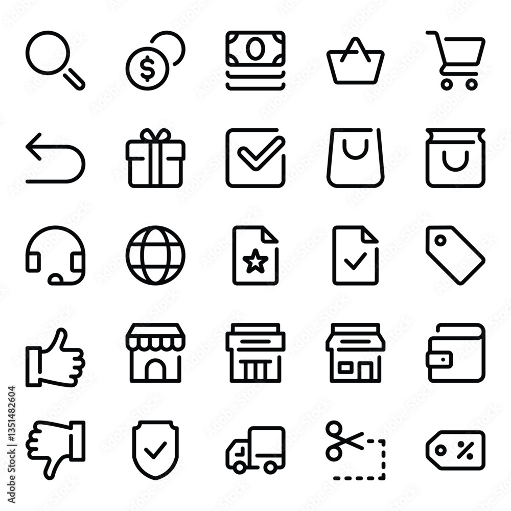 Outline icons set for E-commerce, shopping. Outline icons set for E-commerce, shopping.