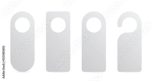 Set of door hangers isolated on white background. Door hanger mockup. Vector illustration