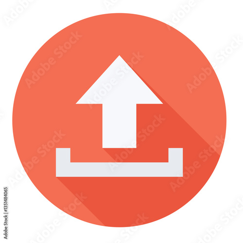 Modern round upload icon for file sharing, cloud storage, website.