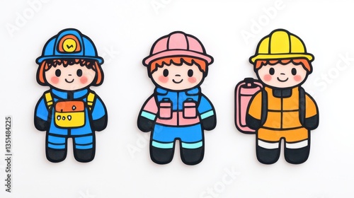 Colorful Cartoon Characters Representing Various Workers in Construction and Mining Settings