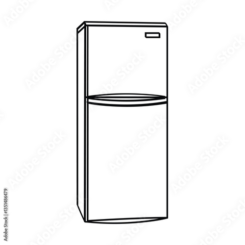 Line drawing refrigerator isolated on white background
