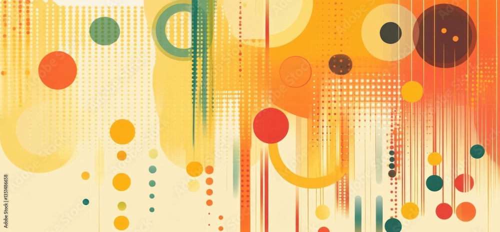 Abstract artistic composition featuring colorful circles and lines in a design Abstract artistic composition featuring colorful circles and lines in a design