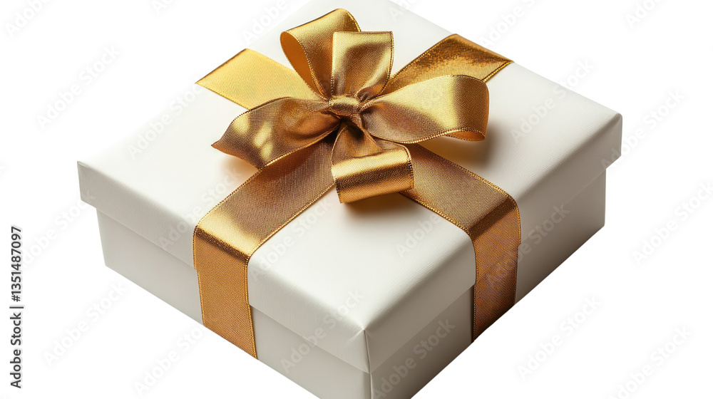 A red and gold wrapped gift box with ribbon and bow, isolated for holiday celebration A red and gold wrapped gift box with ribbon and bow, isolated for holiday celebration