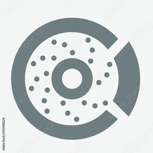 Brake disc icon, automotive, mechanical, car parts, engineering, precision design.