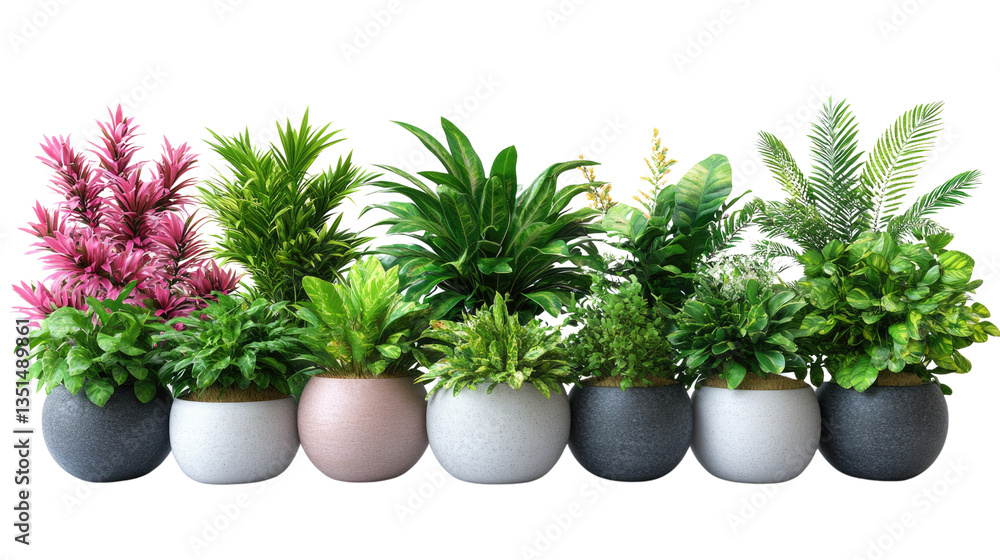 Fototapeta premium Fresh potted herbs like parsley and thyme isolated on a white background, ingredients for flavorful food