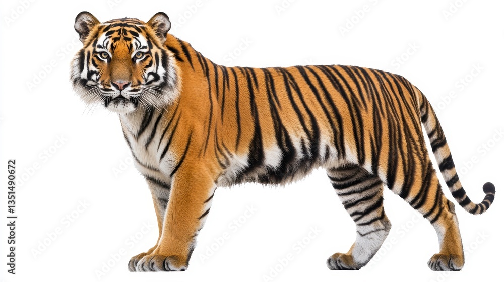 Fototapeta premium Majestic tiger roaming in the wilderness wildlife photography natural habitat close-up view animal behavior