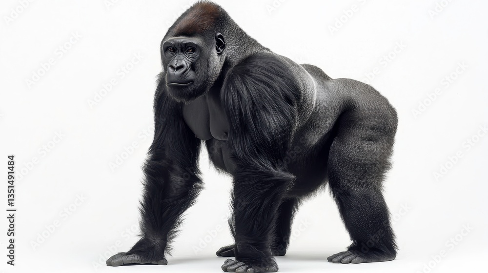 Gorilla observing its surroundings wildlife sanctuary animal portrait indoor environment close-up view nature conservation Gorilla observing its surroundings wildlife sanctuary animal portrait indoor environment close-up view nature conservation