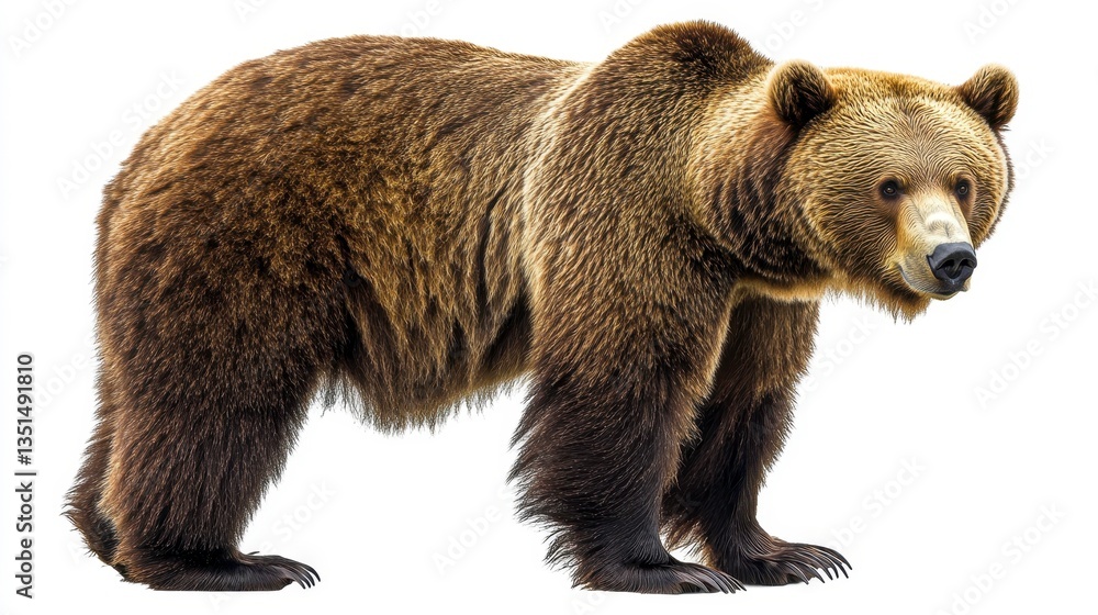 Fototapeta premium Grizzly bear walking in a natural habitat wildlife photography forest environment close-up view