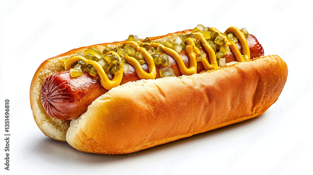 Savory Hot Dog with Mustard and Relish Savory Hot Dog with Mustard and Relish