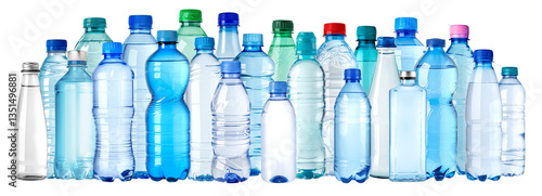 Different plastic water bottles showing variety of sizes and shapes