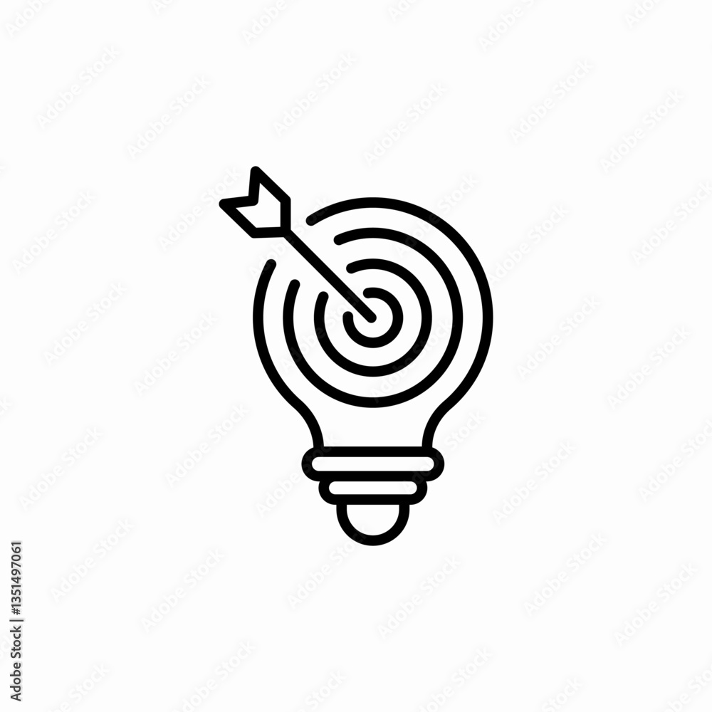 Target lightbulb idea concept icon vector sign Target lightbulb idea concept icon vector sign
