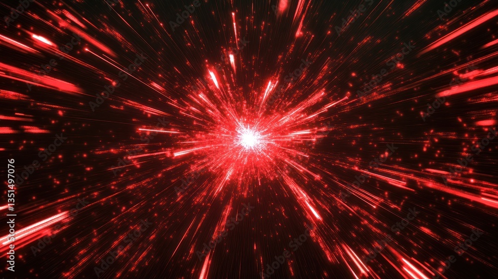 Dynamic red light burst with motion effects in space Dynamic red light burst with motion effects in space