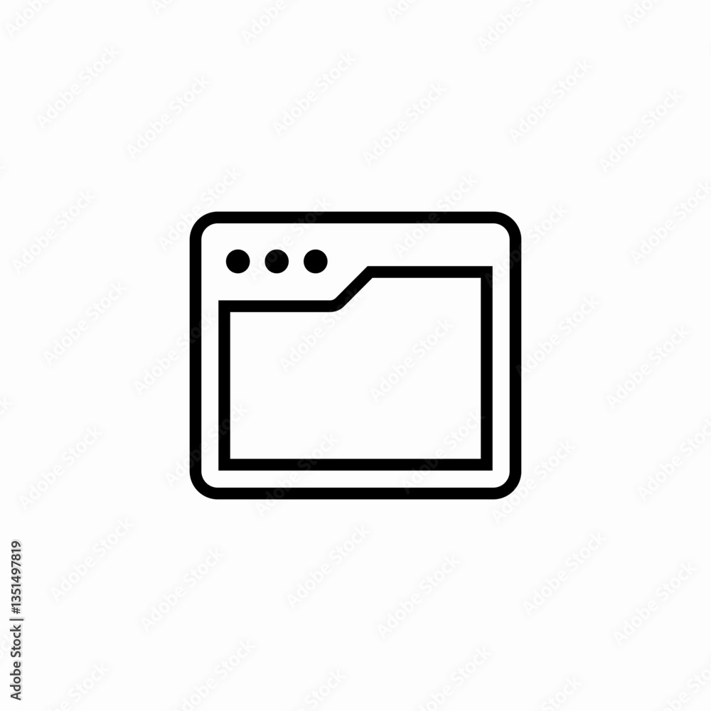 Web browser window folder icon vector sign Web browser window folder icon vector sign