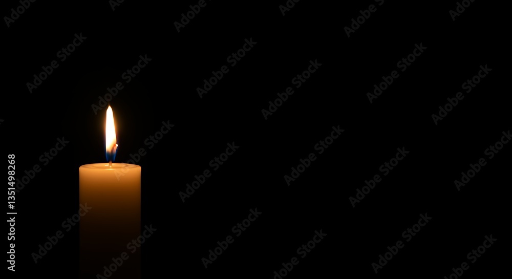 Burning Candle in Darkness Single Lit Candle Flame Light Hope Burning Candle in Darkness Single Lit Candle Flame Light Hope