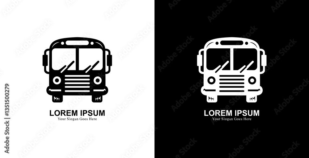 Obraz premium School bus logo design with front view and modern style