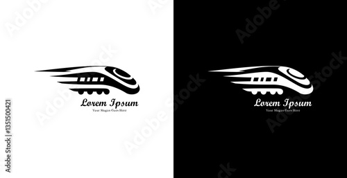 Logo design in the form of a fast train with a side view and modern style