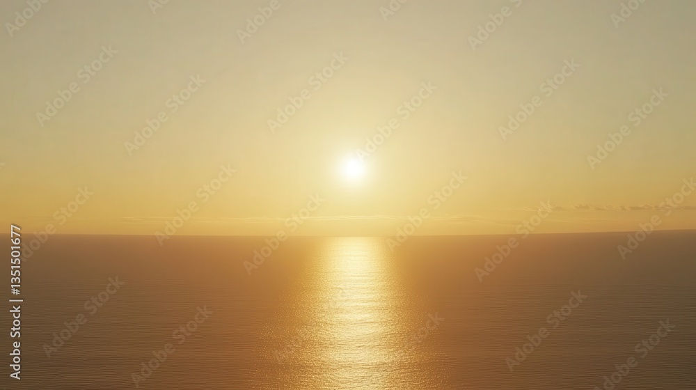 Golden Sunset over Calm Ocean with Serene Seascape. Golden Sunset over Calm Ocean with Serene Seascape.