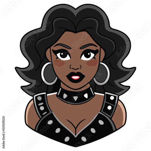 A Striking Portrait of a Black Woman with Dark Hair and a Punk Rock Aesthetic