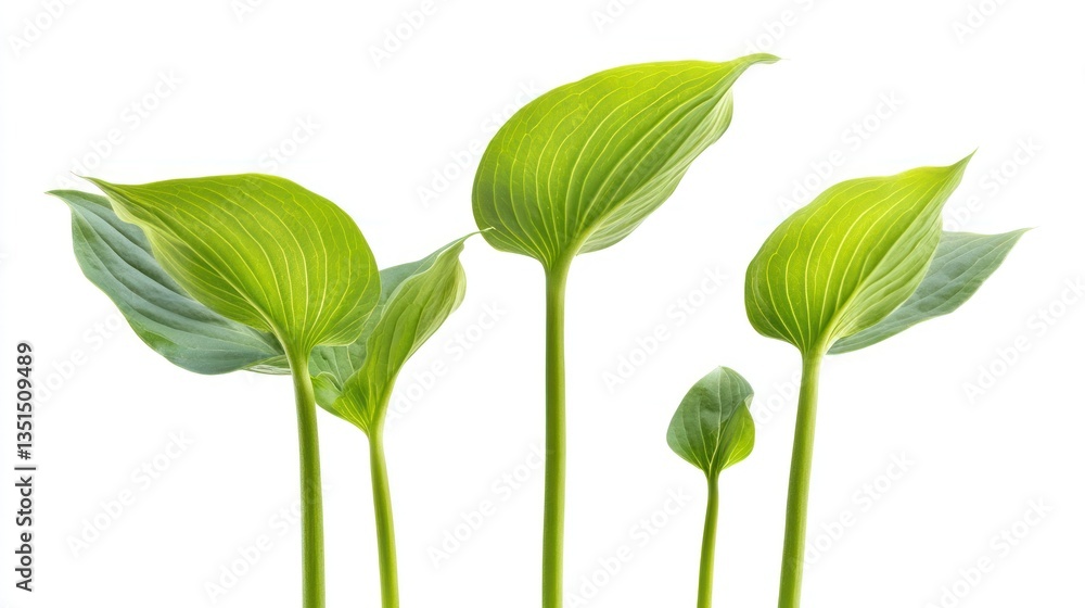 Lush Green Hosta Leaves Growing in Bright Natural Light Lush Green Hosta Leaves Growing in Bright Natural Light