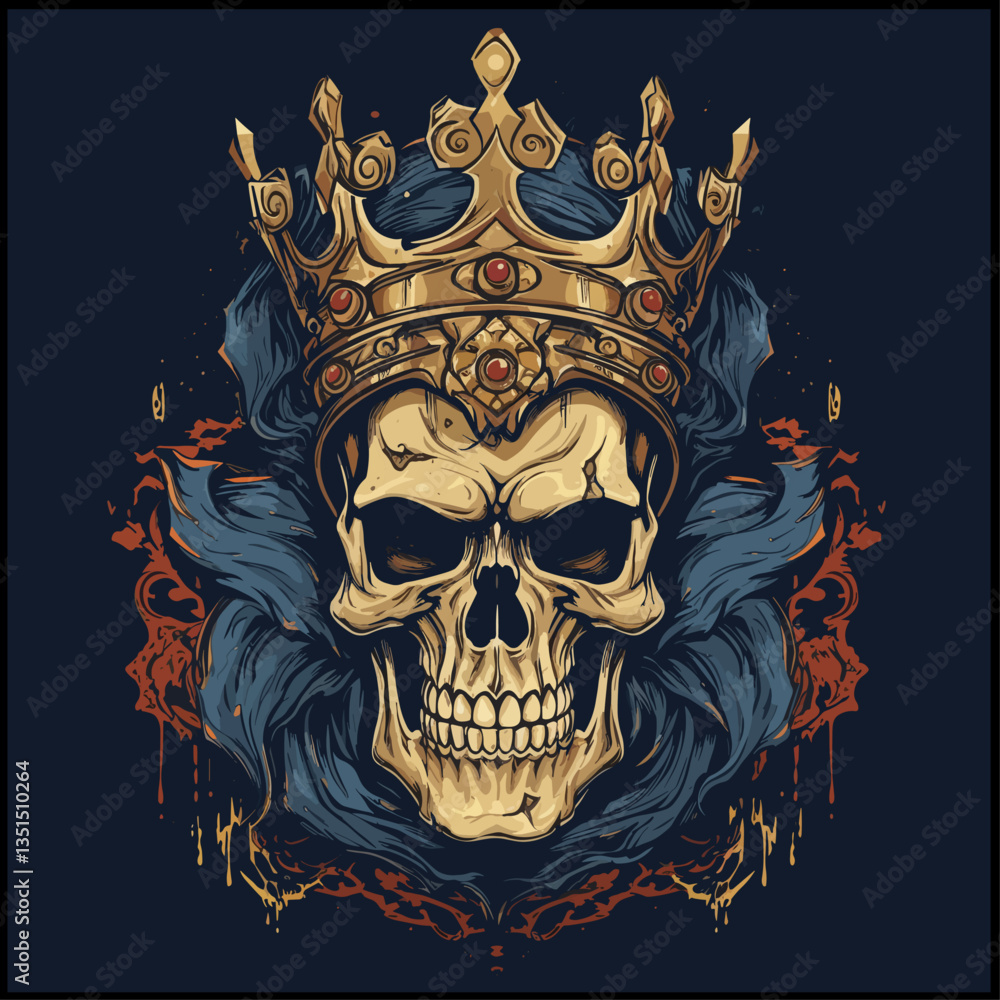 Fototapeta premium Bold black and white skull illustration, perfect for edgy and graphic designs.