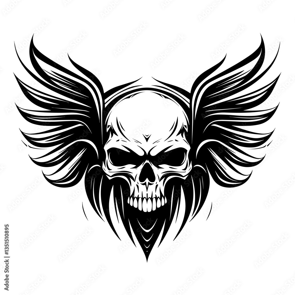 Obraz premium Bold black and white skull illustration, perfect for edgy and graphic designs.