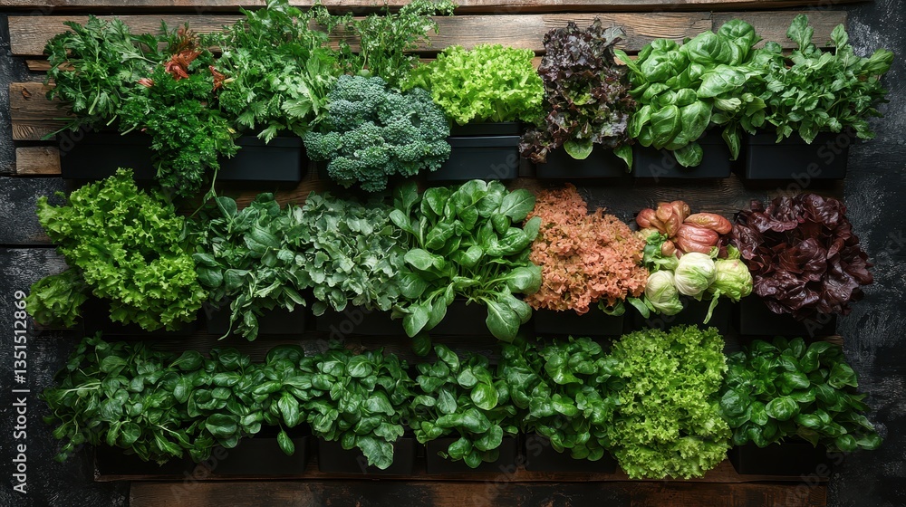 An overhead view of an assortment of leafy green vegetables An overhead view of an assortment of leafy green vegetables