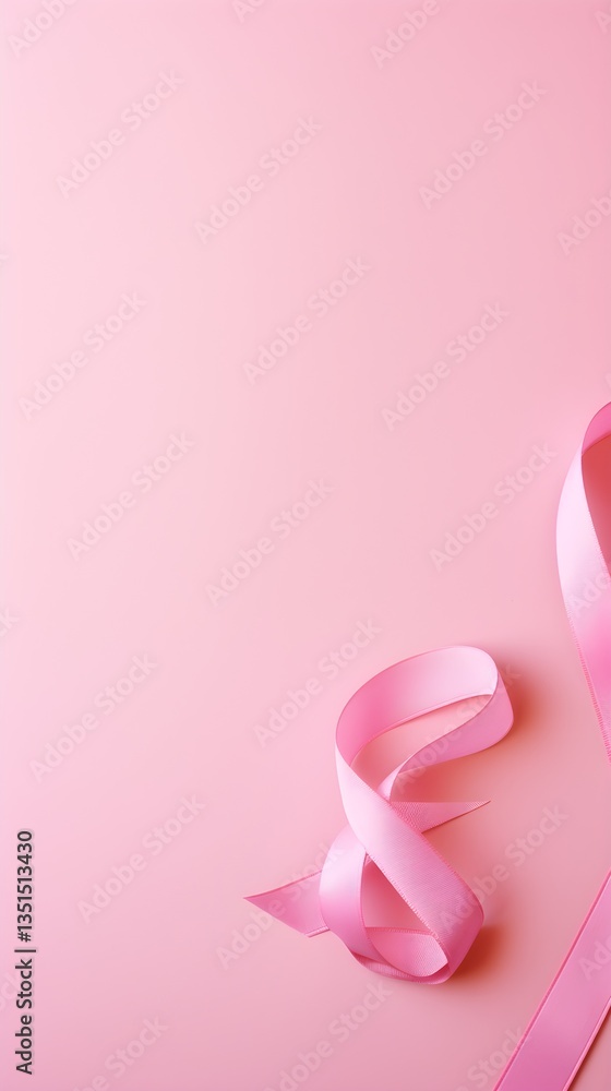 Pink Ribbon Awareness Symbol on Soft Pink Background Breast Cancer Support Pink Ribbon Awareness Symbol on Soft Pink Background Breast Cancer Support