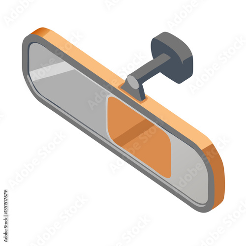Isometric rearview mirror with mounting arm