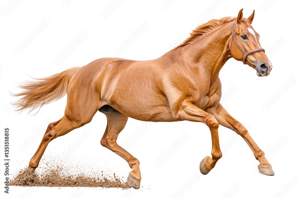 Fototapeta premium Graceful chestnut horse galloping in motion