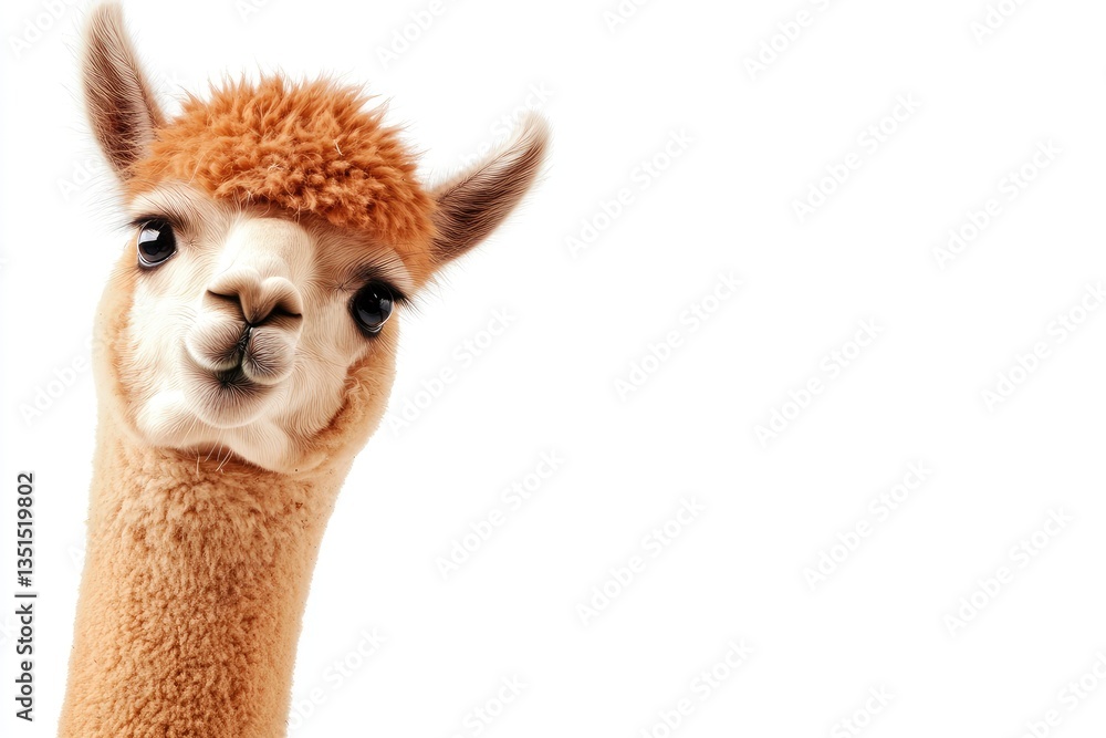 Obraz premium Cute alpaca with fluffy fur and expressive eyes