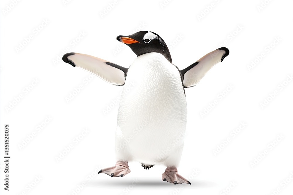 Fototapeta premium Playful penguin with outstretched wings