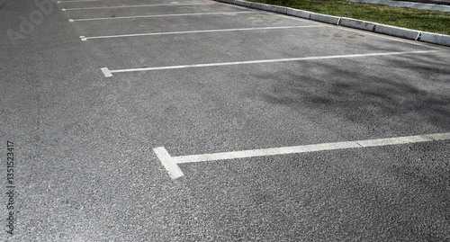 Outdoor road markings for parking spaces, empty car park
