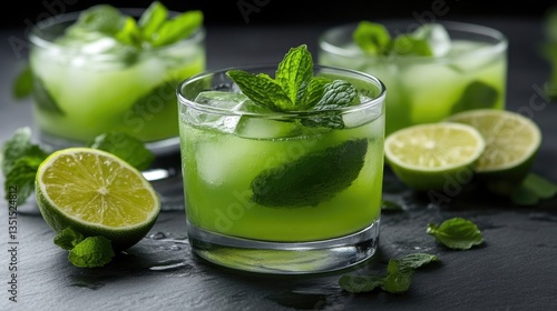 Wallpaper Mural Refreshing Green Drinks with Mint and Lime Torontodigital.ca