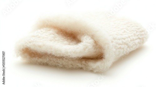 A soft mohair wool fabric patch placed on white.