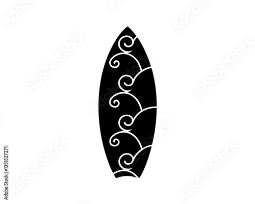 creative details Surfboard with Ocean Waves Patterned on It Icon vector illustration 