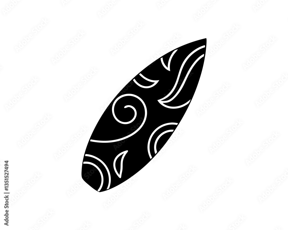 creative details Surfboard with Ocean Waves Patterned on It Icon vector illustration creative details Surfboard with Ocean Waves Patterned on It Icon vector illustration