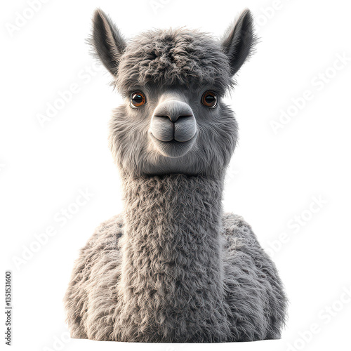 3d Llama isolated on transparent background, PNG