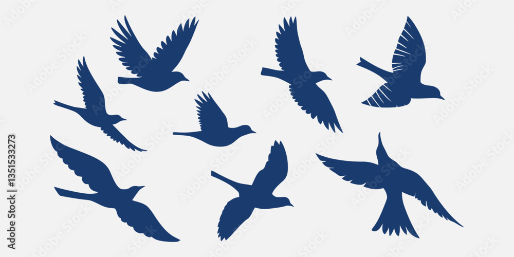 Fototapeta premium Grace in Flight A Dynamic Collection of Artistic Bird Silhouettes