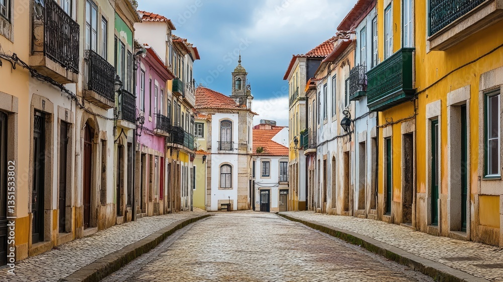 Fototapeta premium Charming Cobblestone Street in a Historic European Town