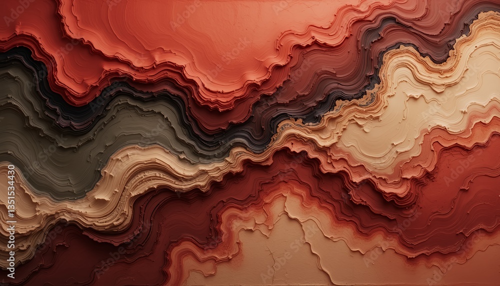 Fototapeta premium Abstract Earthy Hues Textured Landscape Digital Art Wallpaper Background Design
