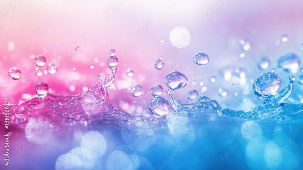 Colorful water drops create shimmering patterns against a vibrant gradient background during a calm afternoon Colorful water drops create shimmering patterns against a vibrant gradient background during a calm afternoon